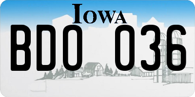 IA license plate BDO036