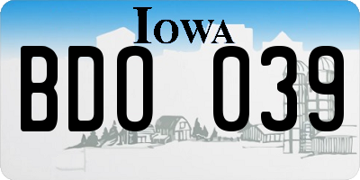 IA license plate BDO039
