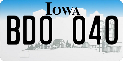 IA license plate BDO040