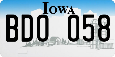 IA license plate BDO058