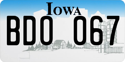 IA license plate BDO067