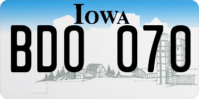 IA license plate BDO070