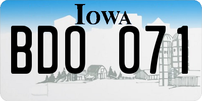 IA license plate BDO071