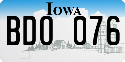 IA license plate BDO076