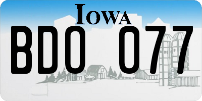 IA license plate BDO077