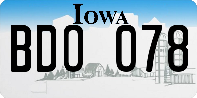 IA license plate BDO078