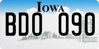 IA license plate BDO090