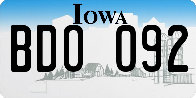 IA license plate BDO092