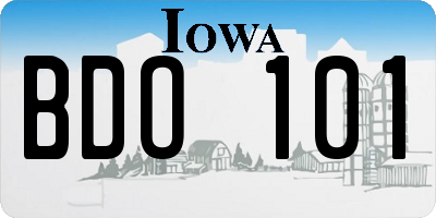 IA license plate BDO101