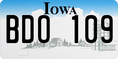 IA license plate BDO109
