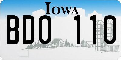 IA license plate BDO110