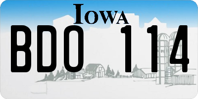 IA license plate BDO114