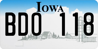 IA license plate BDO118