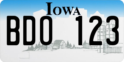 IA license plate BDO123