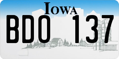 IA license plate BDO137