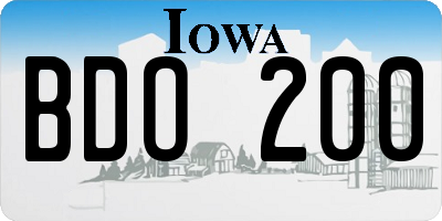 IA license plate BDO200