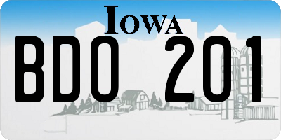 IA license plate BDO201