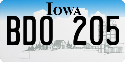 IA license plate BDO205