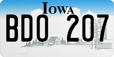 IA license plate BDO207
