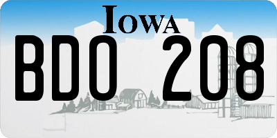 IA license plate BDO208