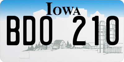 IA license plate BDO210