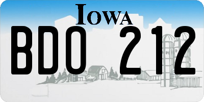 IA license plate BDO212