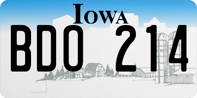 IA license plate BDO214
