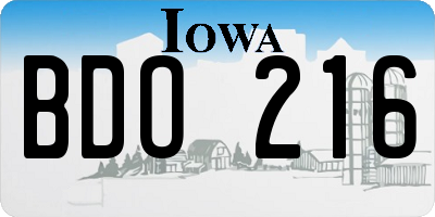 IA license plate BDO216