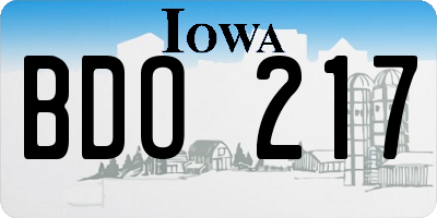 IA license plate BDO217
