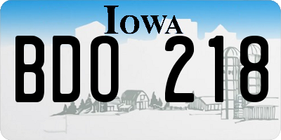 IA license plate BDO218