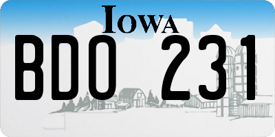 IA license plate BDO231
