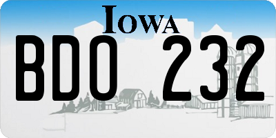 IA license plate BDO232