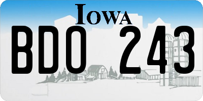 IA license plate BDO243