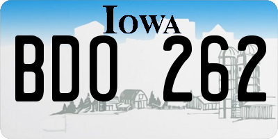 IA license plate BDO262