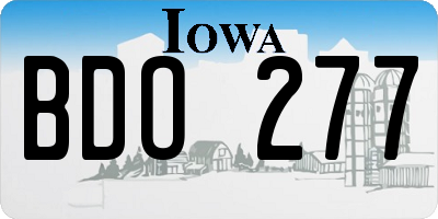 IA license plate BDO277