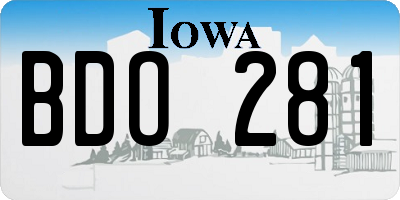IA license plate BDO281