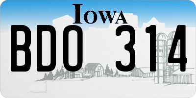 IA license plate BDO314