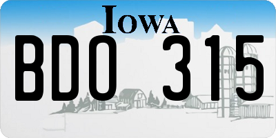 IA license plate BDO315