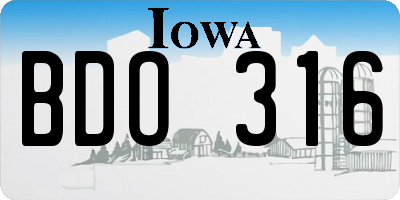 IA license plate BDO316