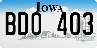 IA license plate BDO403