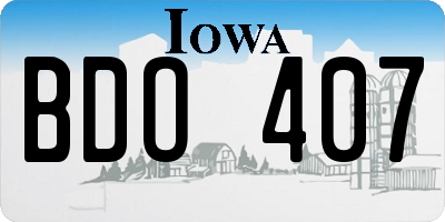 IA license plate BDO407