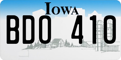 IA license plate BDO410