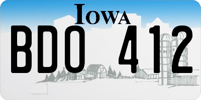 IA license plate BDO412