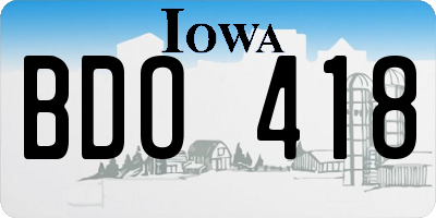 IA license plate BDO418