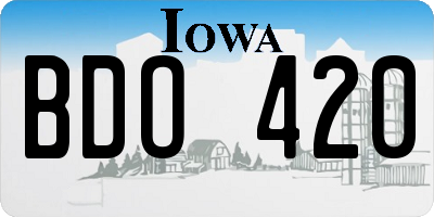 IA license plate BDO420