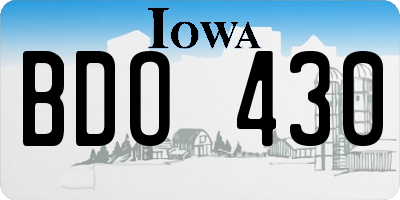 IA license plate BDO430