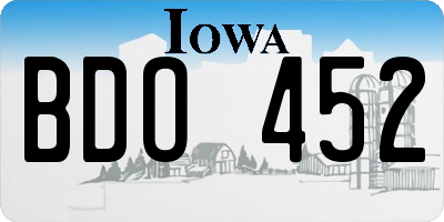 IA license plate BDO452
