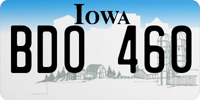 IA license plate BDO460
