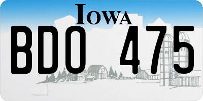 IA license plate BDO475