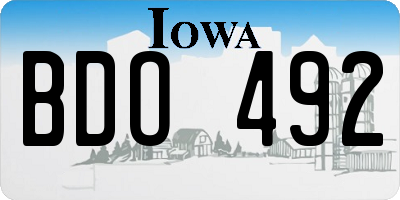 IA license plate BDO492